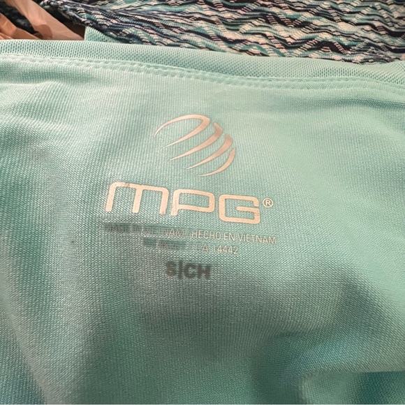 MPG Active Travel Dress Pockets Teal Boho Chevron Print A-Line Mesh Racerback - Picture 8 of 9